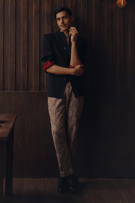 Twenty Nine Art Deco Embroidered Jacket & Kantha Pant Set 