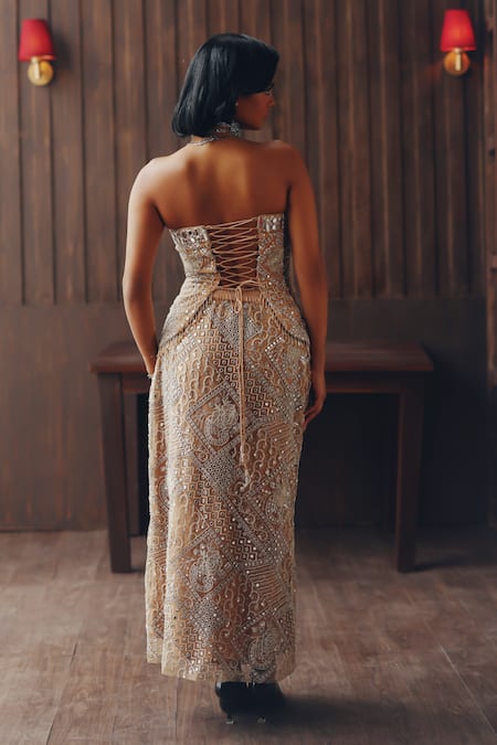 Twenty Nine Box Pleat Mirror & Beadwork Skirt 