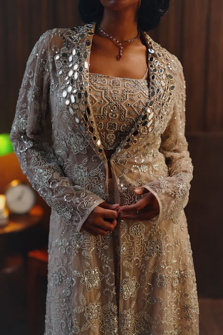 Buy Twenty Nine Blush Net Mirrors, Beads, Embroidery Mirrorwork Beadwork Long Blazer Online at Aza Fashions Buy_Twenty Nine_Blush Net Mirrors, Beads, Embroidery Mirrorwork Beadwork Long Blazer _Online_at_Aza_Fashions