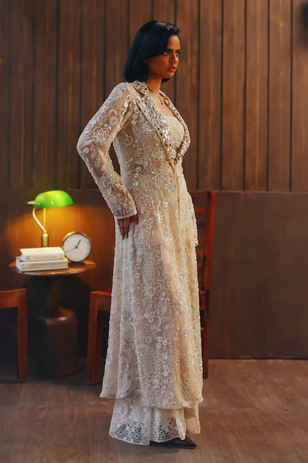 Twenty Nine Blush Net Mirrors, Beads Mirrorwork Beadwork Tulle Bootcut Pant Online at Aza Fashions Twenty Nine_Blush Net Mirrors, Beads Mirrorwork Beadwork Tulle Bootcut Pant _Online_at_Aza_Fashions