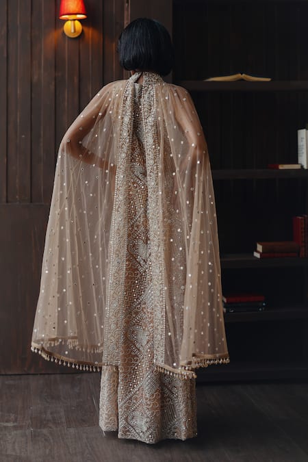 Twenty Nine Tulle Mirrorwork Beadwork Shoulder Cape 