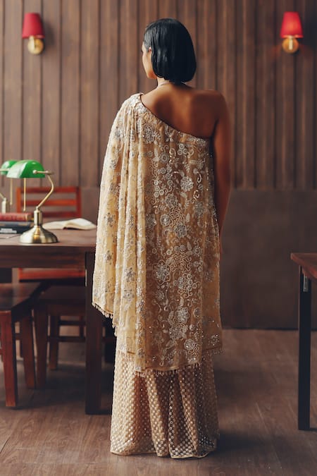 Twenty Nine One Shoulder Mirrorwork & Beadwork Cape 