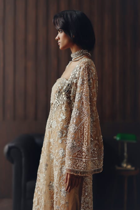 Twenty Nine Gold Lycra Mirrors, Beads Shimmer Palazzo Online at Aza Fashions Twenty Nine_Gold Lycra Mirrors, Beads Shimmer Palazzo _Online_at_Aza_Fashions