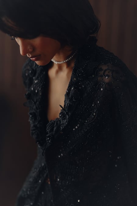 Twenty Nine_Black Net Bandeau Neck Midnight _Online_at_Aza_Fashions