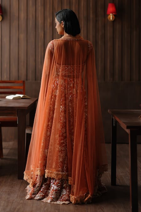 Twenty Nine Rust Beaded Blossom Beaded Blossom Embroidered Lehenga Set 