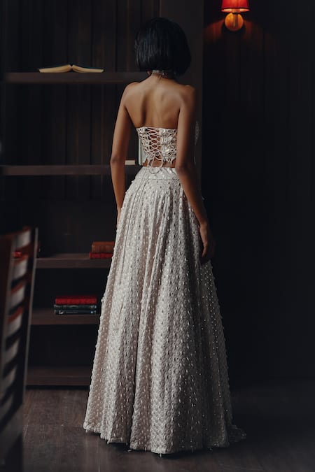 Twenty Nine Pearl Charm Mirror Work Lehenga Set 