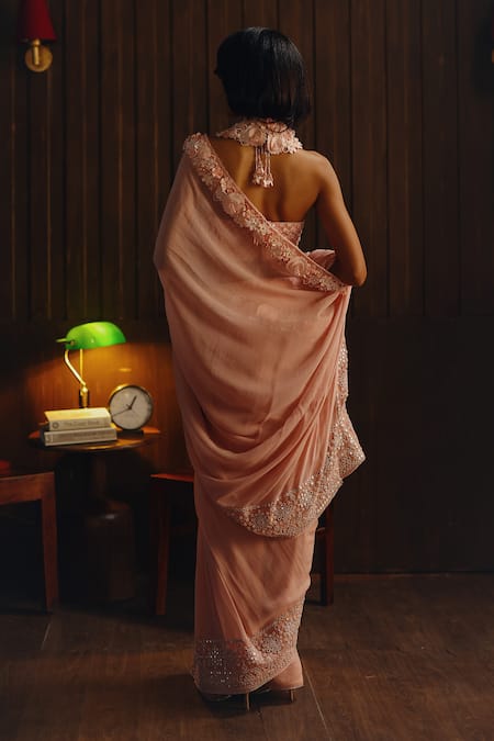 Twenty Nine 3D Floral Embellished Saree With Blouse 