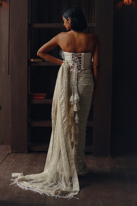 Twenty Nine Beadwork Jaal Saree With Corset Blouse 