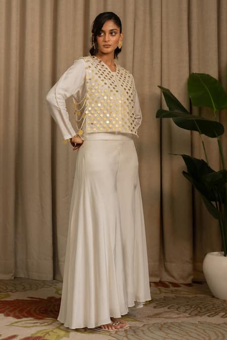 Vanshika Agarwal Label Moon Geometric Sequin Overlay Jacket Set 