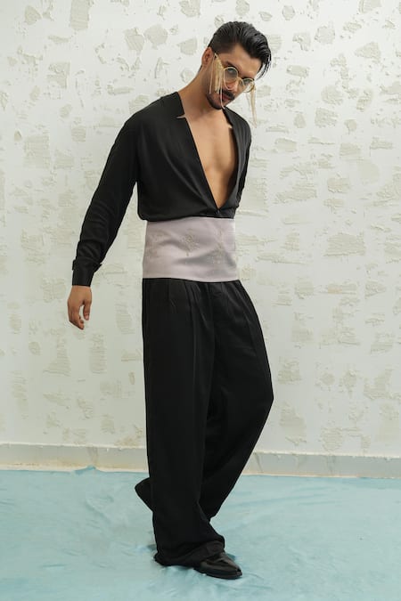 Buy_Runit Gupta_Purple Embroidery Dusty Lilac Belt_Online_at_Aza_Fashions