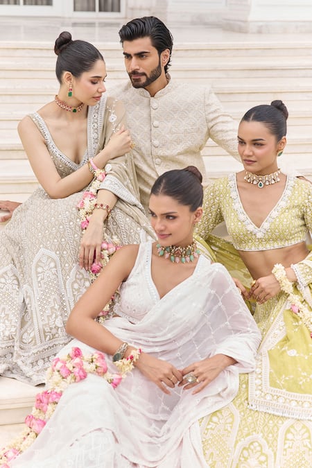 Amaara Jewels_Gold Plated Stones, Pearls Verde Noir Emerald Polki Choker Set _at_Aza_Fashions