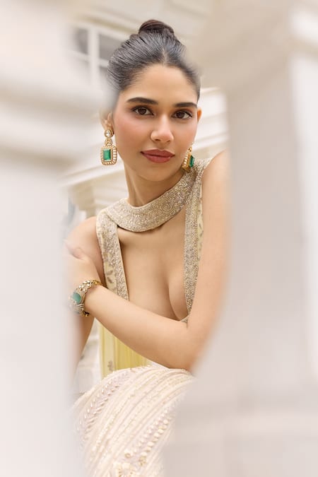 Buy_Amaara Jewels_Gold Plated Stones Elan Embellished Choker Set _Online_at_Aza_Fashions