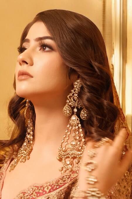 Buy Amaara Jewels Gold Plated Stones Gulshan Matte Polki Embellished Chandelier Earrings Online at Aza Fashions Buy_Amaara Jewels_Gold Plated Stones Gulshan Matte Polki Embellished Chandelier Earrings _Online_at_Aza_Fashions