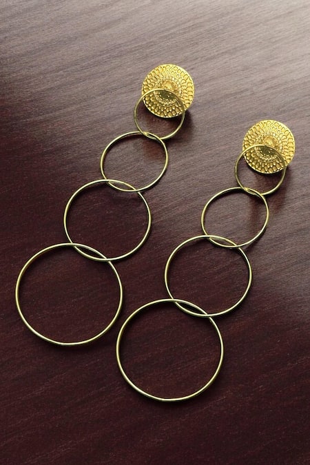 Amaara Jewels Celestia Gold Tone Circular Drop Earrings 