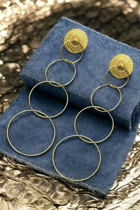 Amaara Jewels_Gold Plated Celestia Tone Circular Drop Earrings _Online_at_Aza_Fashions