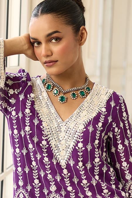 Buy_Amaara Jewels_Gold Plated Pearls, Stones Verdant Muse Embellished Necklace Set _Online_at_Aza_Fashions