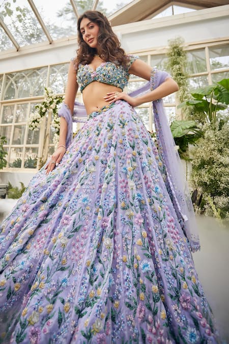 Baya Floral Sequin & Bead Embroidered Lehenga Set 