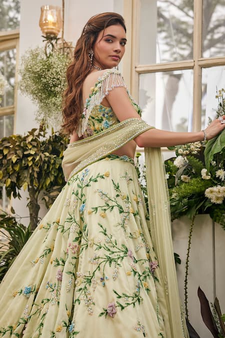 Baya Floral Embroidered Lehenga Blouse & Dupatta Set 