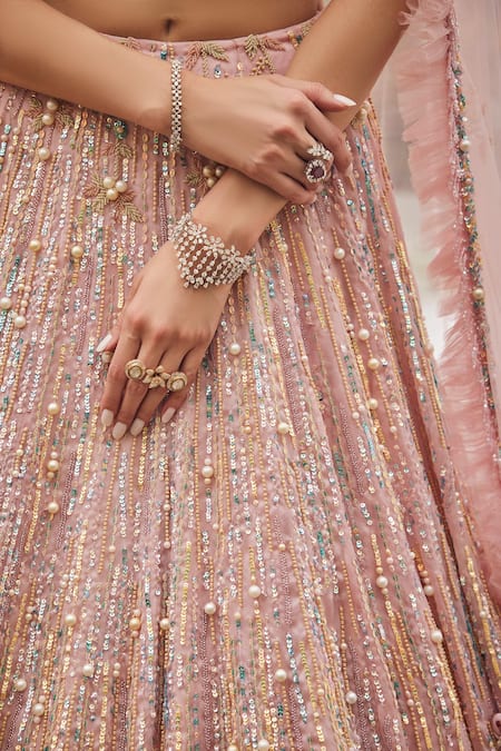 Buy Baya Blush Viscose Sequins, Beads, Embroidery, 3d Floral Applique And Lehenga Set Online at Aza Fashions Buy_Baya_Blush Viscose Sequins, Beads, Embroidery, 3d Floral Applique And Lehenga Set _Online_at_Aza_Fashions