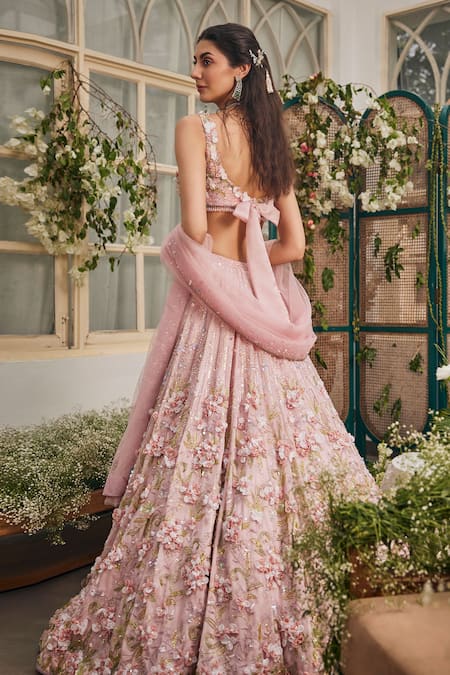 Baya 3D Floral Applique & Sequin Embroidered Lehenga Set 