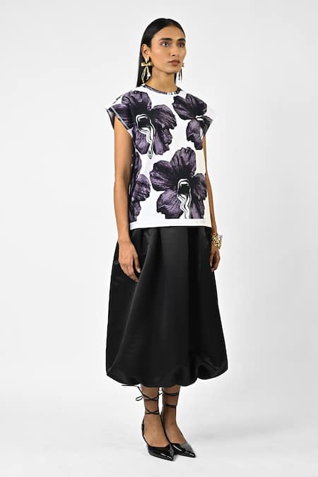 Buy_Huemn_White Cotton, Jersey Round Neck Printed Sleeveless Top _Online_at_Aza_Fashions