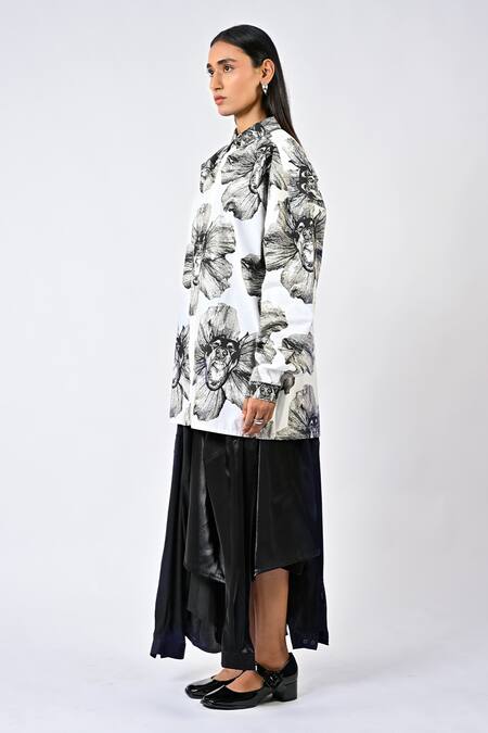 Huemn White Cotton Collared Canine Print Shirt at Aza Fashions Huemn_White Cotton Collared Canine Print Shirt _at_Aza_Fashions