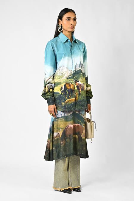 Buy_Huemn_Multi Color Cotton Collared Open Fields Print Shirt _Online_at_Aza_Fashions