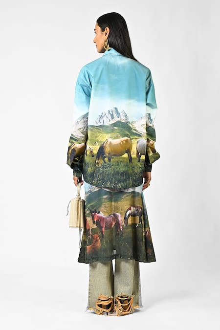 Huemn Open Fields Print Cotton Shirt 