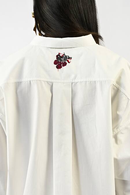 Buy_Huemn_White Cotton Collared Fanged Floral Shirt _Online_at_Aza_Fashions