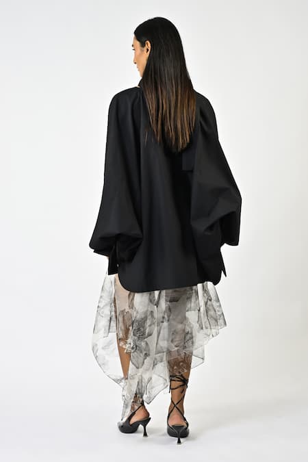 Huemn Black Hybrid Kaftan Kurta 