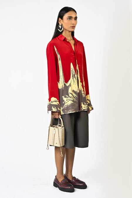 Buy_Huemn_Gray Polyester, Viscose Grey Solid Jorts _Online_at_Aza_Fashions