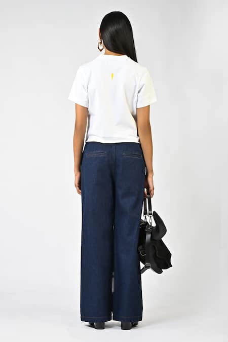 Huemn Straight Fit Hand Embroidered Canine Denim Pant 