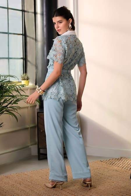 Label Deepika Nagpal Artemis Embroidered Mesh Shirt & Pant Set 