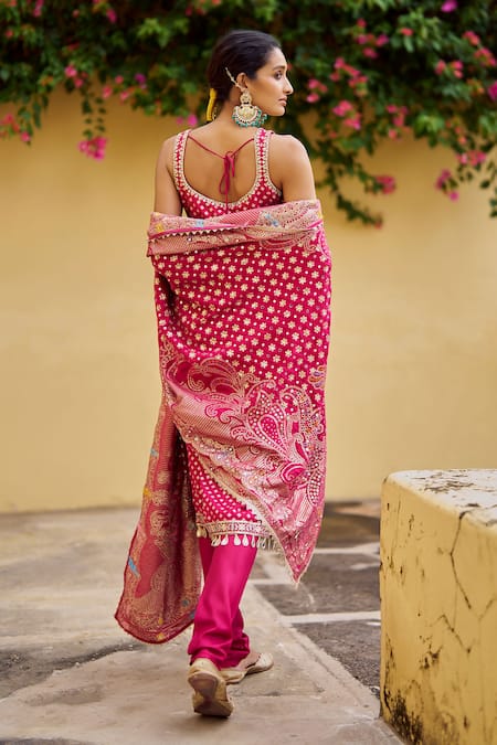Lashkaraa Fuchsia Viscose, Silk, Shantoon, Brocade Embroidery, Stones, Straight Suit Online at Aza Fashions Lashkaraa_Fuchsia Viscose, Silk, Shantoon, Brocade Embroidery, Stones, Straight Suit _Online_at_Aza_Fashions