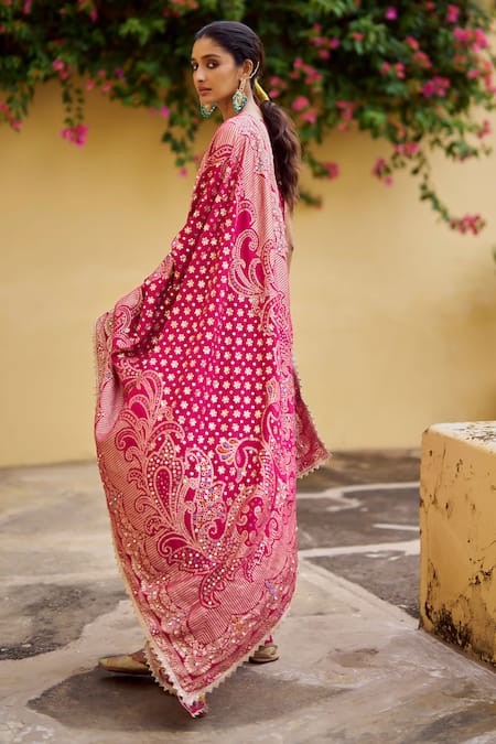 Lashkaraa Fuchsia Viscose, Silk, Shantoon, Brocade Embroidery, Stones, Straight Suit at Aza Fashions Lashkaraa_Fuchsia Viscose, Silk, Shantoon, Brocade Embroidery, Stones, Straight Suit _at_Aza_Fashions