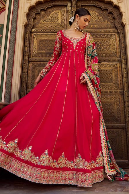 Buy Lashkaraa Pink Viscose, Silk, Crepe Embroidery, Beads, Sequins, Patchwork Anarkali Set Online at Aza Fashions Buy_Lashkaraa_Pink Viscose, Silk, Crepe Embroidery, Beads, Sequins, Patchwork Anarkali Set _Online_at_Aza_Fashions