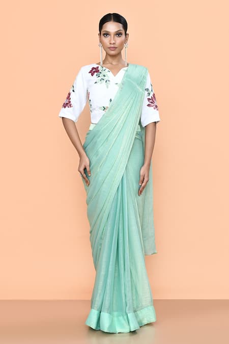 Sayisha Shimmer Pre-Draped Saree With Blouse 