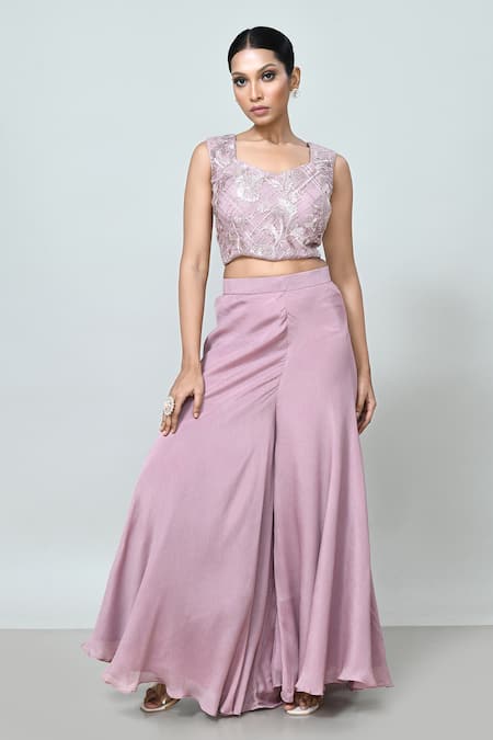 Sayisha Embroidered Crop Top & Palazzo Set 