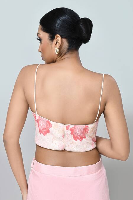 Sayisha_Peach Chinon, Lace, Chiffon Embroidery Sweetheart Neck Ombre Lehenga Set _at_Aza_Fashions