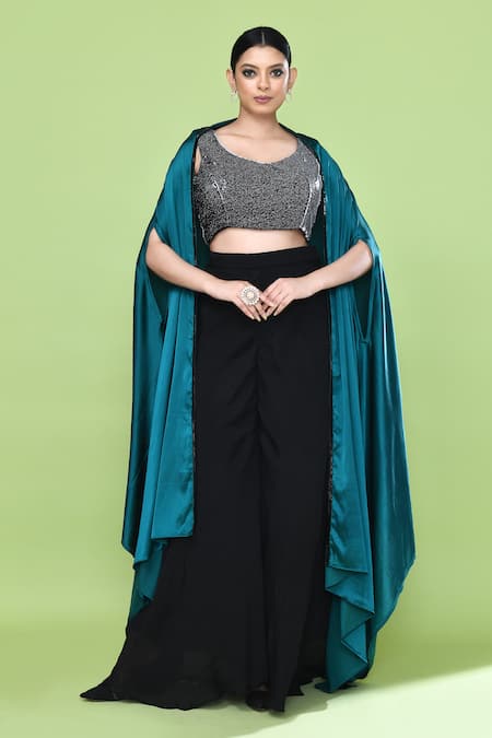 Sayisha Solid Cape Palazzo Set 