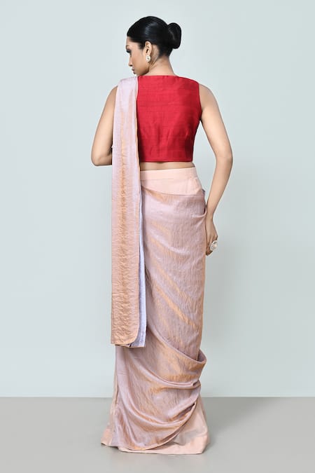 Sayisha Metallic Pre-Draped Saree With Embroidered Blouse 