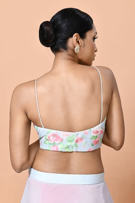 Sayisha_Pink Chinon Sweetheart Neck Ombre Lehenga Set _at_Aza_Fashions