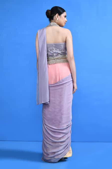 Sayisha Colorblock Pre-Draped Saree With Blouse 