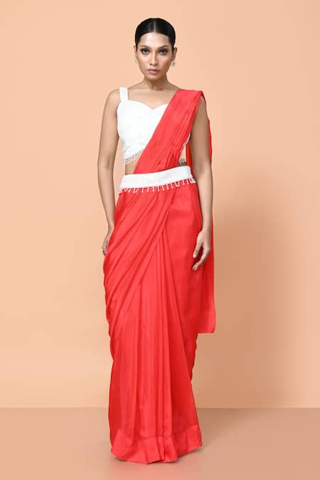 Sayisha Solid Draped Saree With Embellished Blouse 