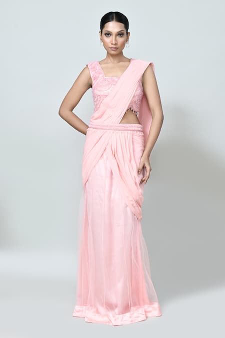 Sayisha Pre-Draped Saree With Embroidered Blouse 