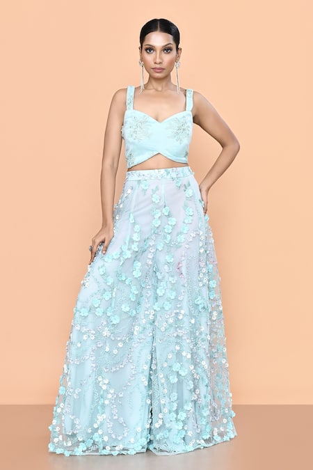 Sayisha Floral Applique Palazzo & Top Set 