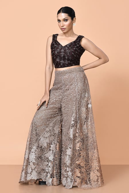 Sayisha Embellished Palazzo & Crop Top Set 