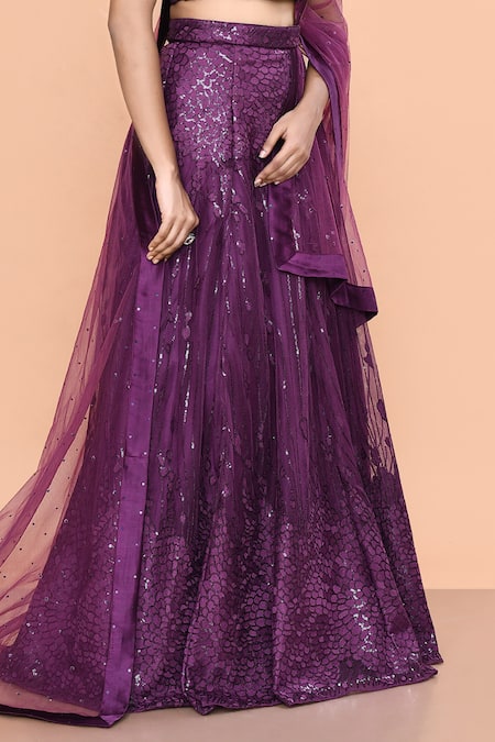 Buy Sayisha Purple Net Sequins Embellished Lehenga Set Online at Aza Fashions Buy_Sayisha_Purple Net Sequins Embellished Lehenga Set _Online_at_Aza_Fashions