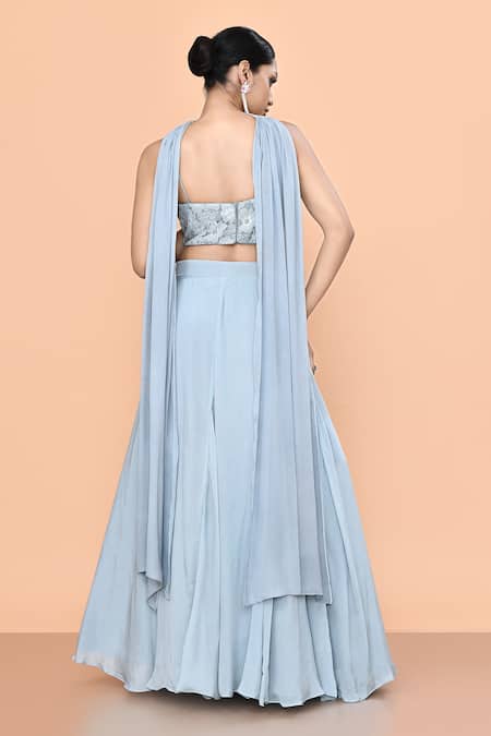 Sayisha Solid Lehenga & V Neck Blouse Set 