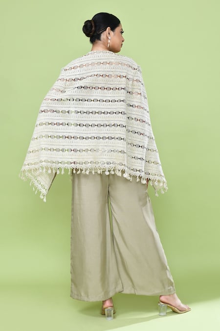 Sayisha Tassel Bordered Cape & Pant Set 